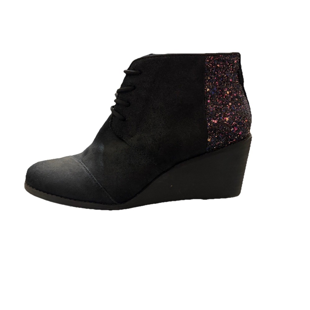 TOMS Hyde Multi Color Glitter Wedge  Womens Black Casual Boots Easter Grad Wedng